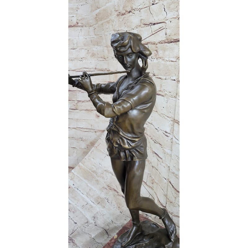Musical Troubadour By Ringel Bronze Sculpture On Beautiful Marble Base Statue