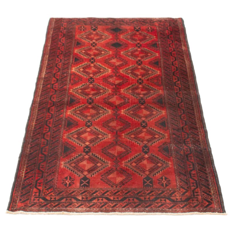 ECARPETGALLERY Hand-knotted Baluch Red Wool Rug - 3'9 x 7'5