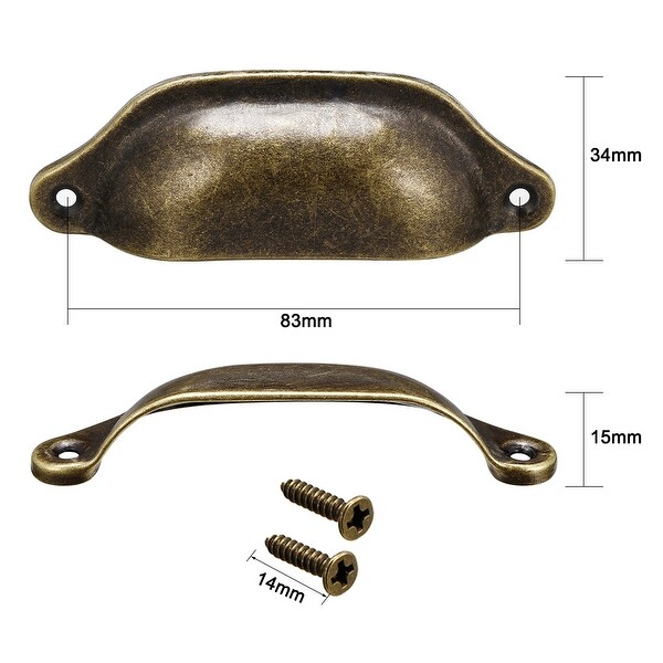 Carbon Steel Shell Pull Handles Bronze Tone for Dresser Kitchen Cabinet Drawer 3.19 Length 1.38 Width,2 Pack uxcell Cup Pulls