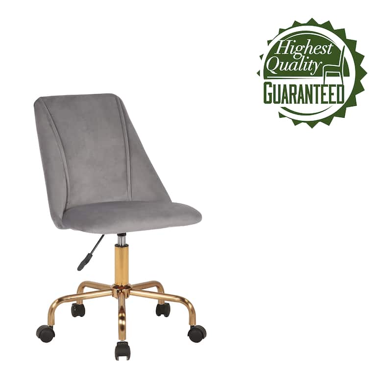 Porthos Home Caia Armless Office Chair, Velvet, Gold Metal Legs