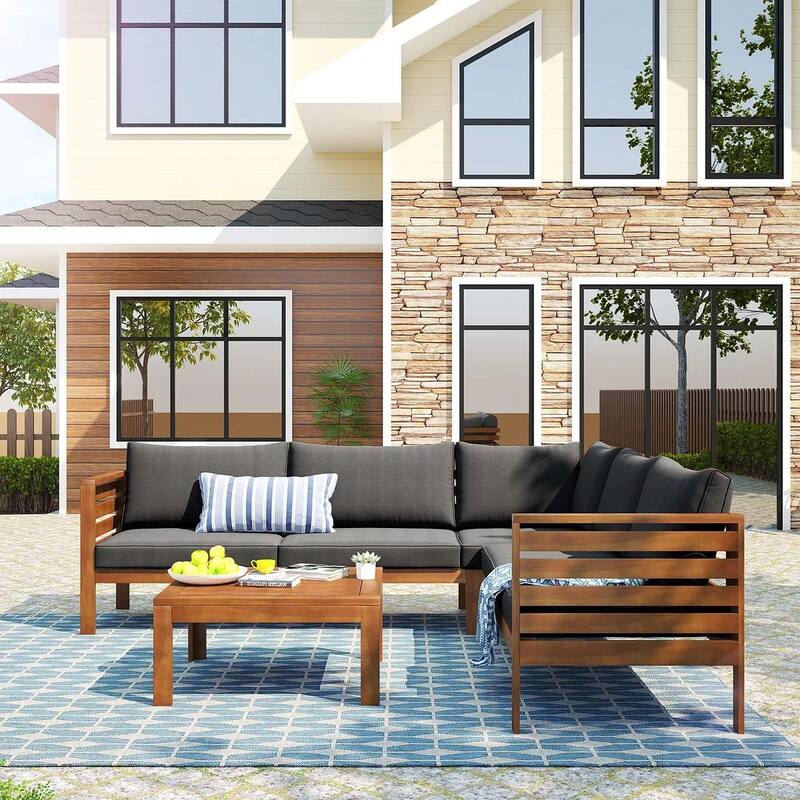 4 PCS Exotic design acacia wood outdoor sofa set