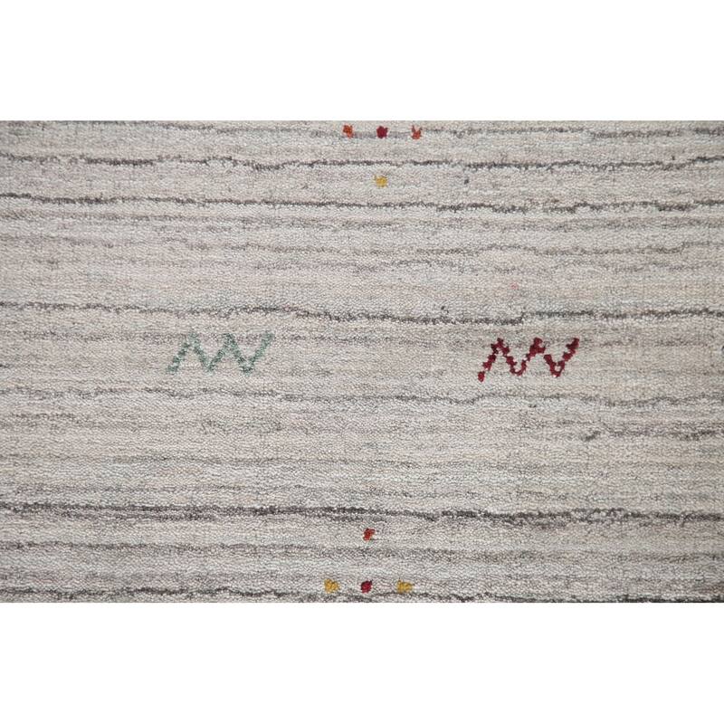 Handmade Gabbeh Indian Area Rug Hand-Knotted Wool Carpet - 8'0"x 9'11"