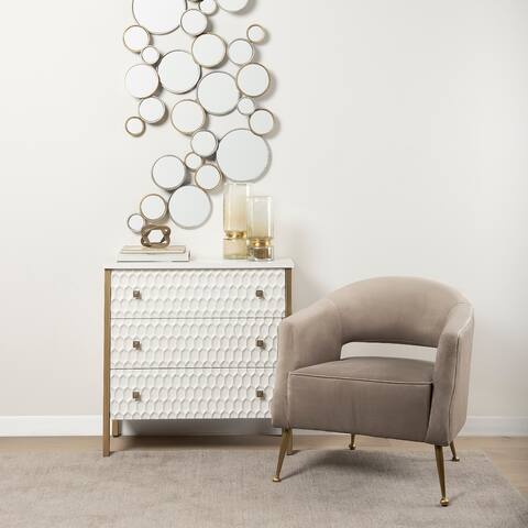 Giles Taupe Velvet Wrap w/ Brass Metal Base Accent Chair - 29.5L x 28.7W x 29.5H