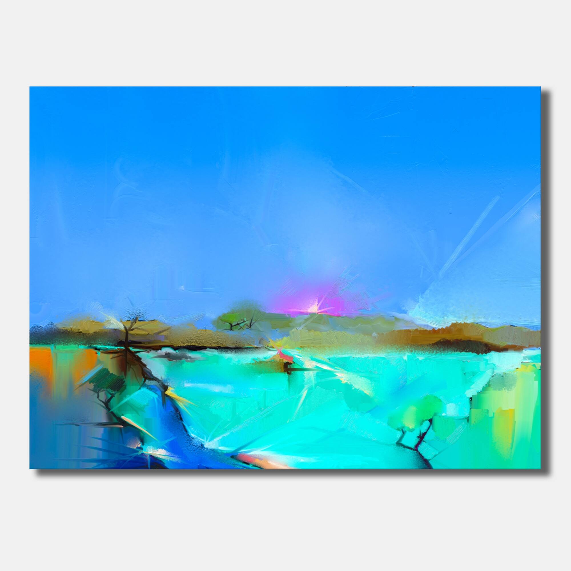 Designart "Colorful Landscape Sunset In Different Shades Of Blue