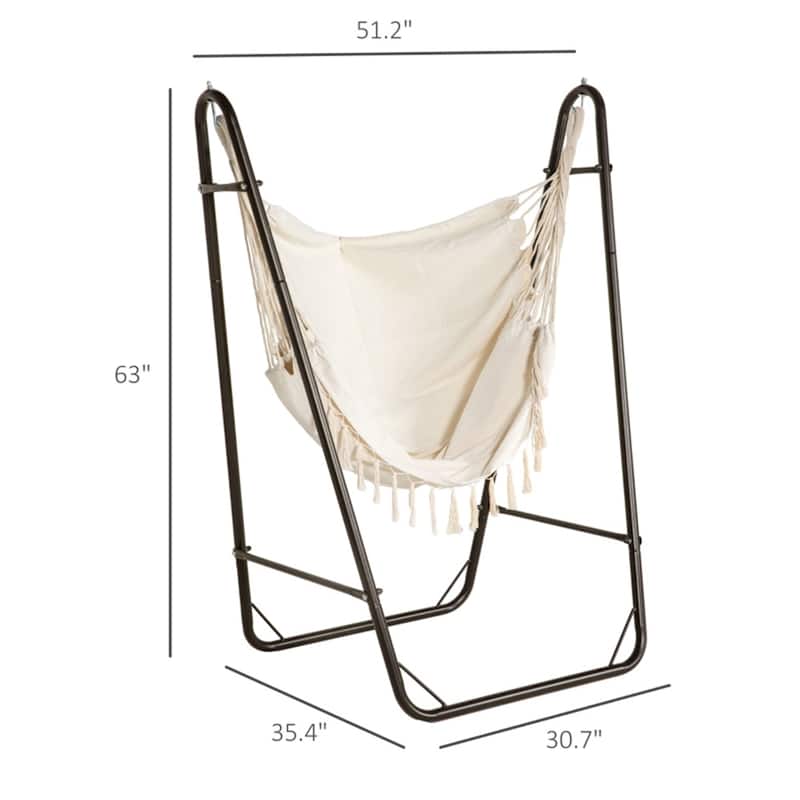 Hammock Chair with Stand Heavy Duty Steel Frame Ergonomic U Shape Design with Side Pockets for Indoor and Outdoor Use