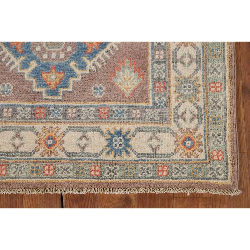 Geometric Kazak Oriental Runner Rug Handmade Wool Carpet - 2'9" x 9'10"