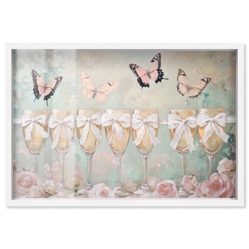 Champagne Mint and Pink Glass Shadowbox by Art Remedy - White - 15" x 10"