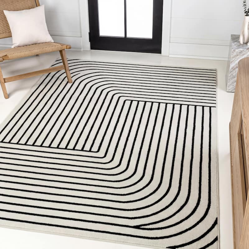 JONATHAN Y Sofia High-Low Modern Minimalist Checkered Monotone Ivory/Cream Indoor/Outdoor Rug