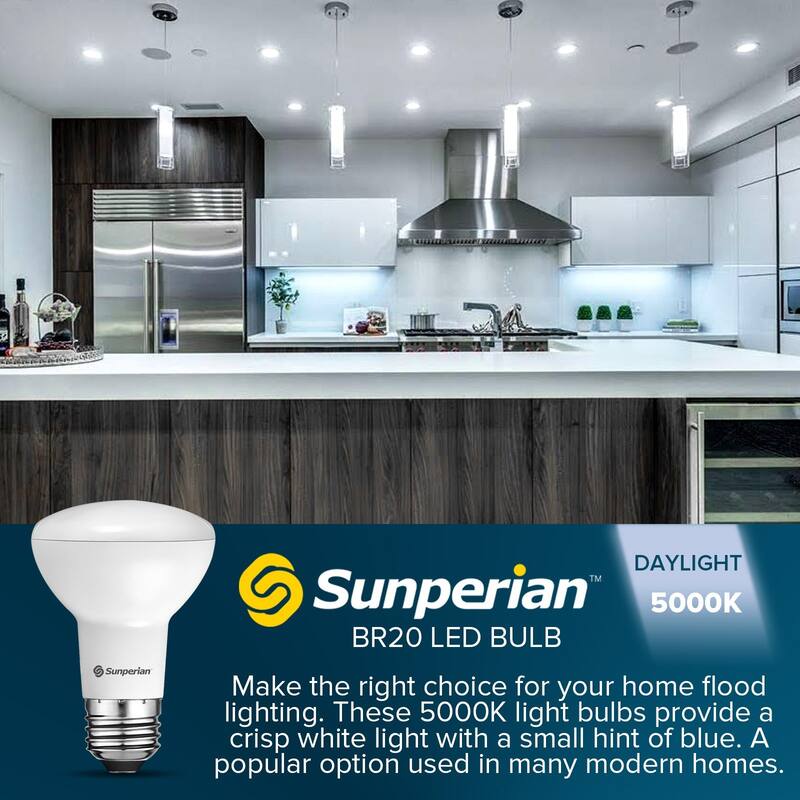 Sunperian 12 Pack BR20 LED Bulb 6W 550lm Dimmable Flood Light Bulbs