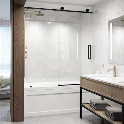 VIGO Elan 56" to 60" W x 66" H Frameless Sliding Tub Door in Matte Black - 56-60