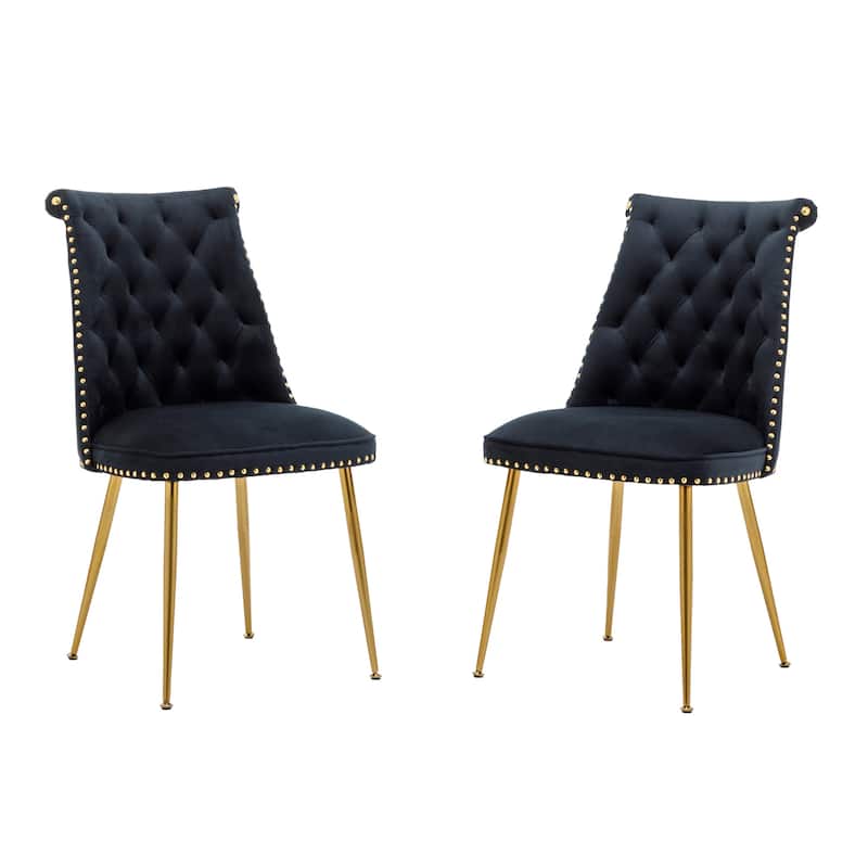 Clihome Modern Velvet Upholstered Featured Dining Chairs (Set of 2)