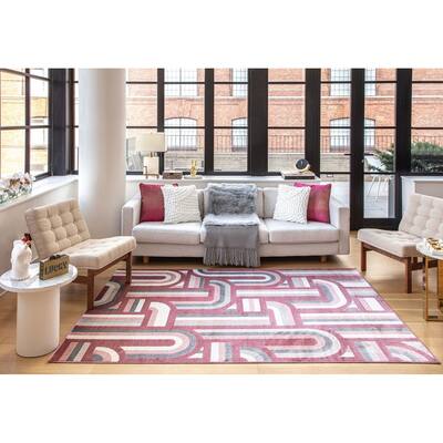Vera Modern Geometric At First Blush Area Rug By Elizabeth Sutton