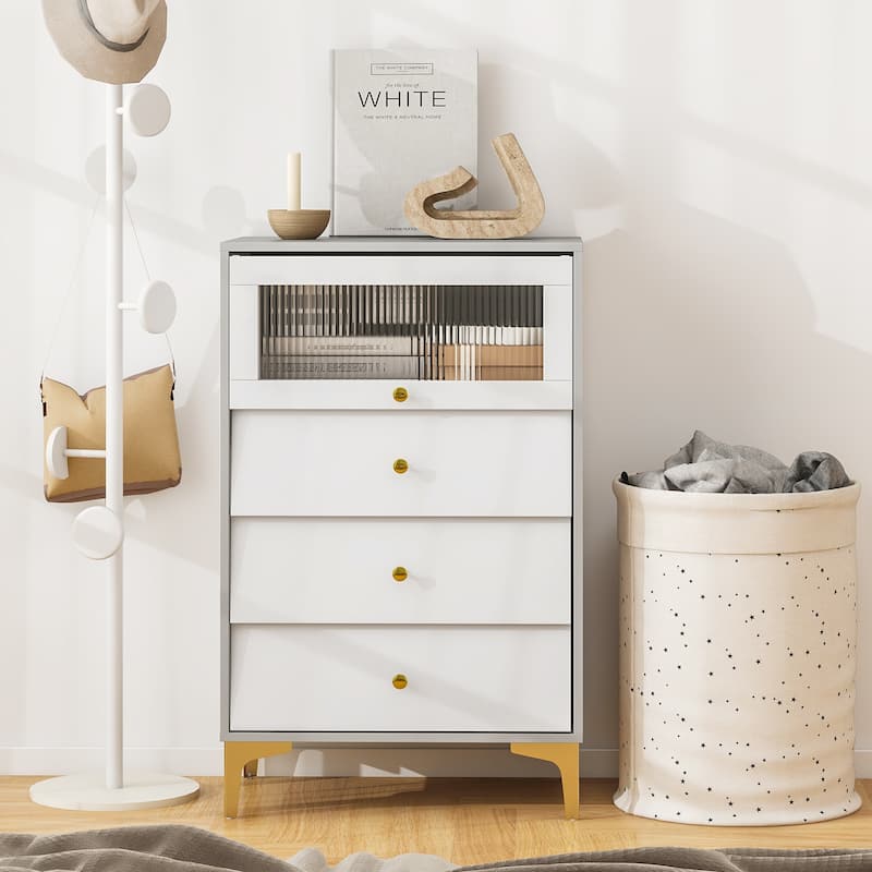 Gymax 2PCS 3 Drawer Dresser 37.5'' Tall Dresser Chest of Drawers w/