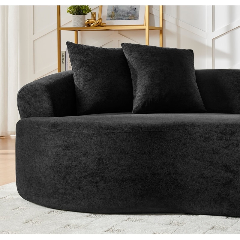 Modern Cloud 4-Seater Sectional Curved Sofa, Minimalist Compression Living Room Couch, No Assembly Needed