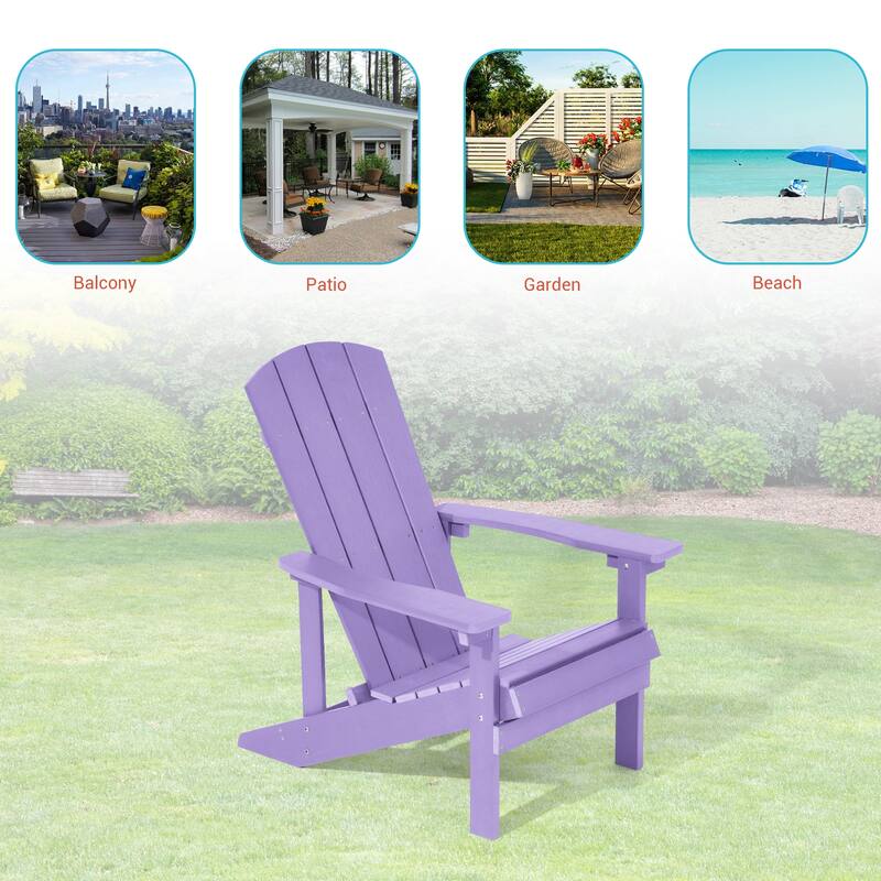 BONOSUKI Patio Adirondack Chair w/Cupholder,Weather Resistant-Set of 4