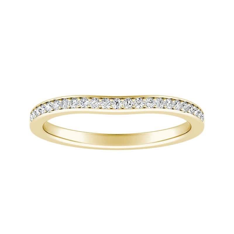 Auriya 1/8ctw Contoured Diamond Wedding Band 14k Gold - Yellow - 9