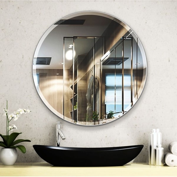 Porch & Den Salix Beveled Frameless 28-inch Round Wall Mirror. Opens flyout.