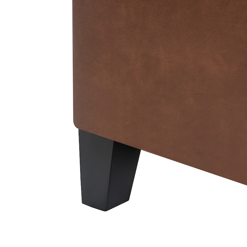 Adeco Faux Leather Tufted Flip Top Storage Ottoman