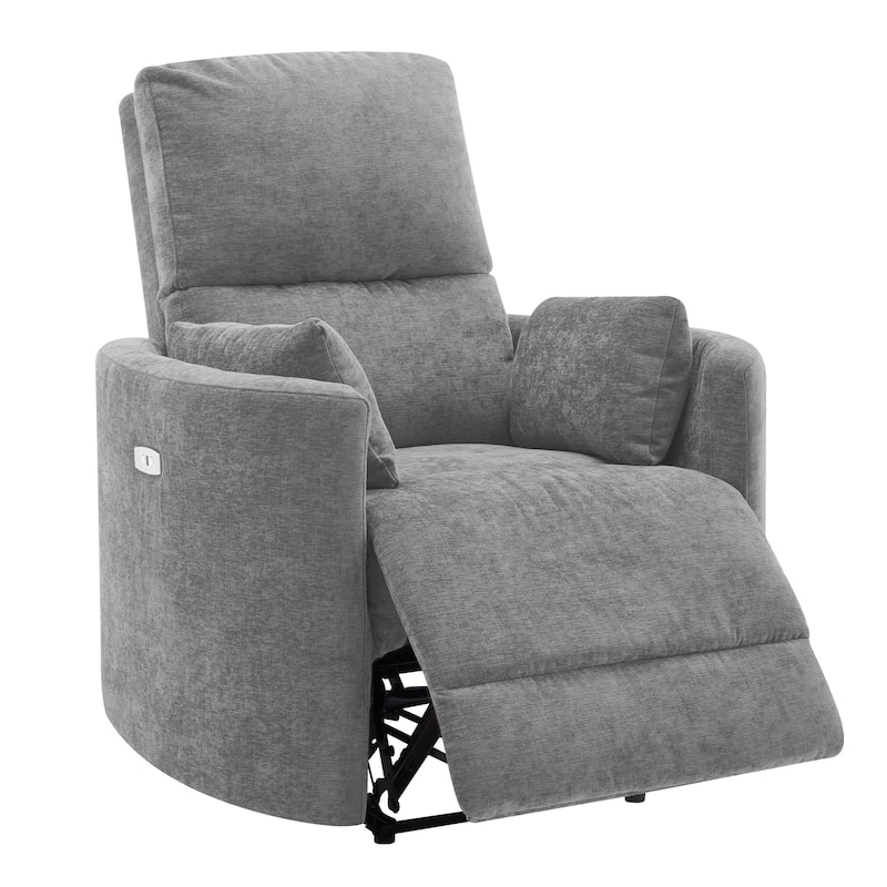 Chenille Power Recliner, 3-position Reclining Chair - Light Grey