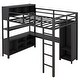 preview thumbnail 7 of 12, Metal Loft Bed with Storage Cubes, Shelves, Wardrobe And L-shaped Desk, Full Size, Black