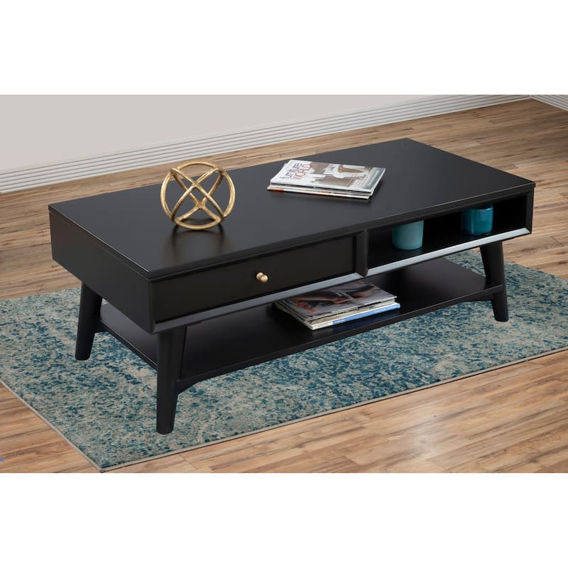 Alpine Furniture Flynn Mid Century Modern 1 Drawer Coffee Table - Black