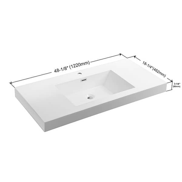 dimension image slide 2 of 15, Dowell 18" FTB Resin Bathroom Vanity Basin