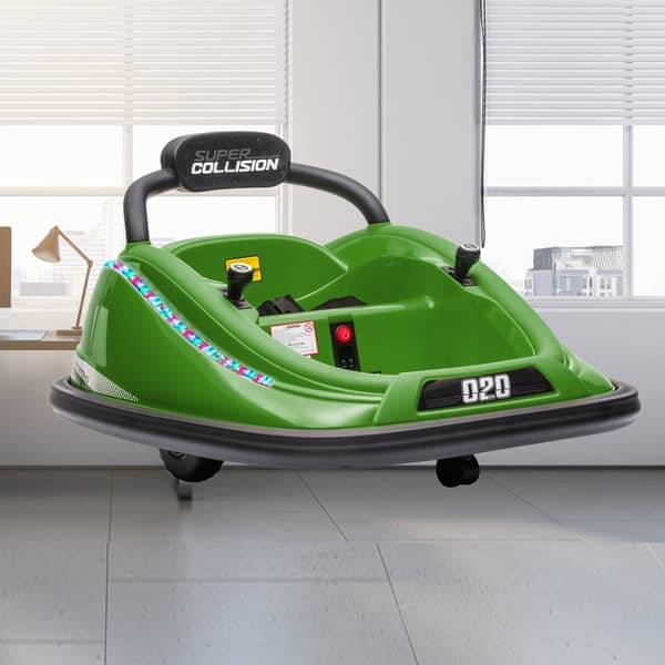 slide 2 of 21, 12V Electric Bumper Car for Kids with Remote Control, Colorful LED Lights, 360° Spin, Music and Safety Features for Kids