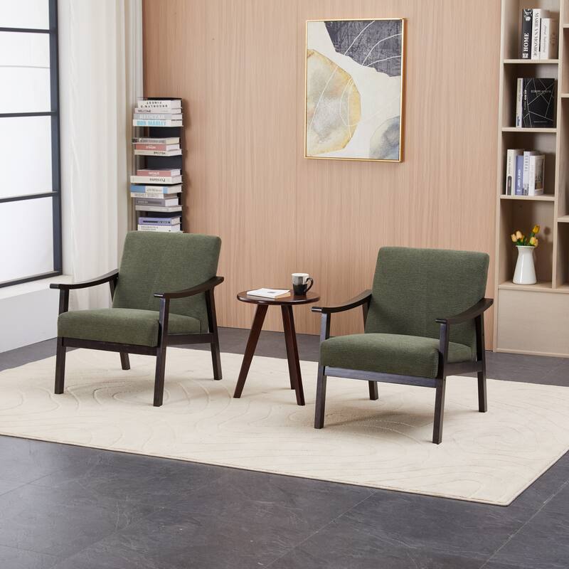 Anmytek Medieval Modern High Back Upholstered Armchair Solid Wood Legs Living Room Bedroom Leisure Reading Chair