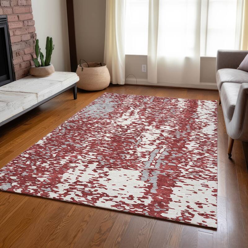 Machine Washable Indoor/ Outdoor Modern Abstract Chantille Rug