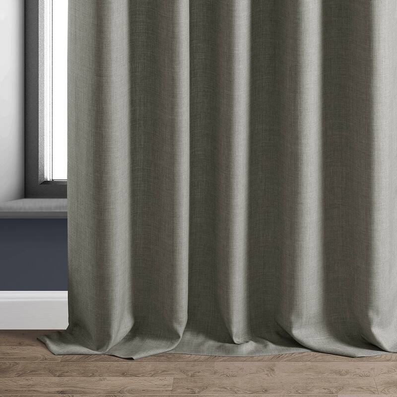 Exclusive Fabrics Italian Faux Linen Room Darkening Curtains (1 Panel) - Sophisticated Drapery for Versatile Décor