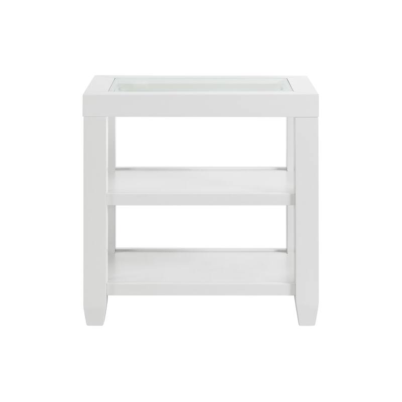 Cordero Wood and Glass Top 16-Inch Wide Chairside End Table with Shelf Storage