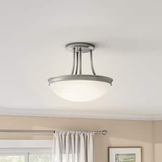 Satin Nickel Transitional 3-Light Semi Flush Ceiling Light