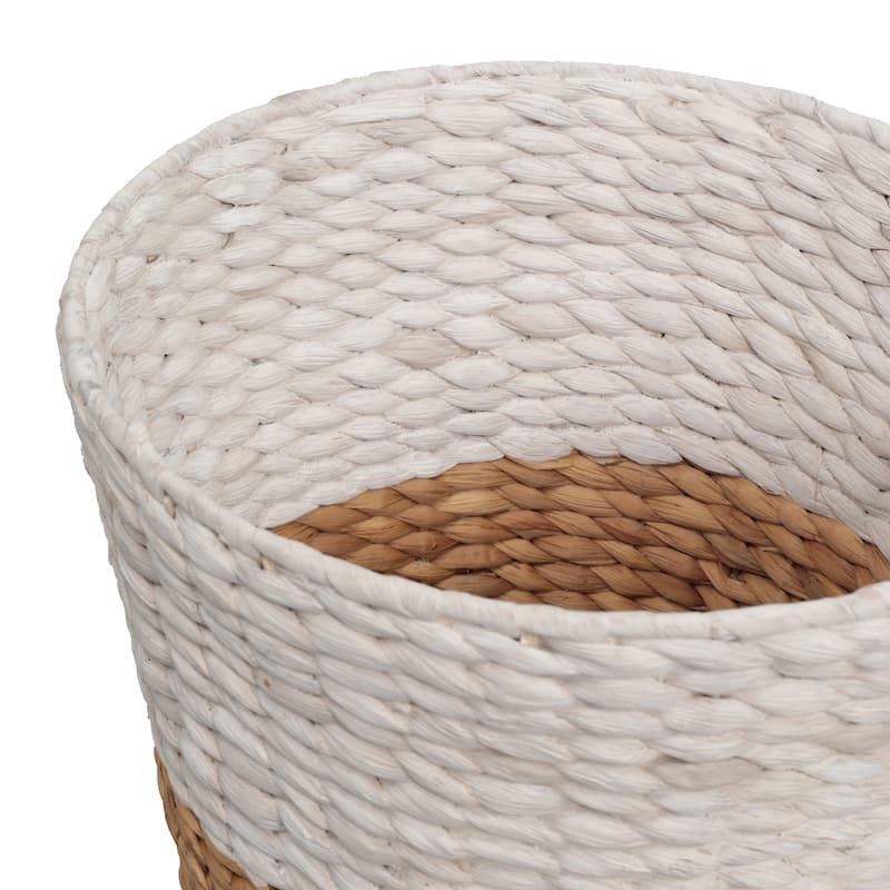 Toby Two-Tone Handwoven Water Hyacinth 3.1-Gallon Tapered Round Wicker Watebasket (Set of 2)