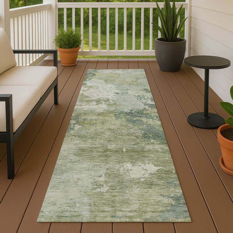 Machine Washable Indoor/ Outdoor Modern Contemporary Chantille Rug - Fern - 2'3" x 7'6"