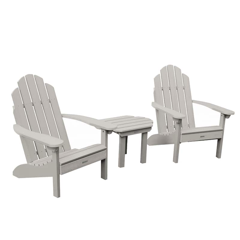2 Classic Westport Adirondack Chairs and Side Table - Harbor Gray