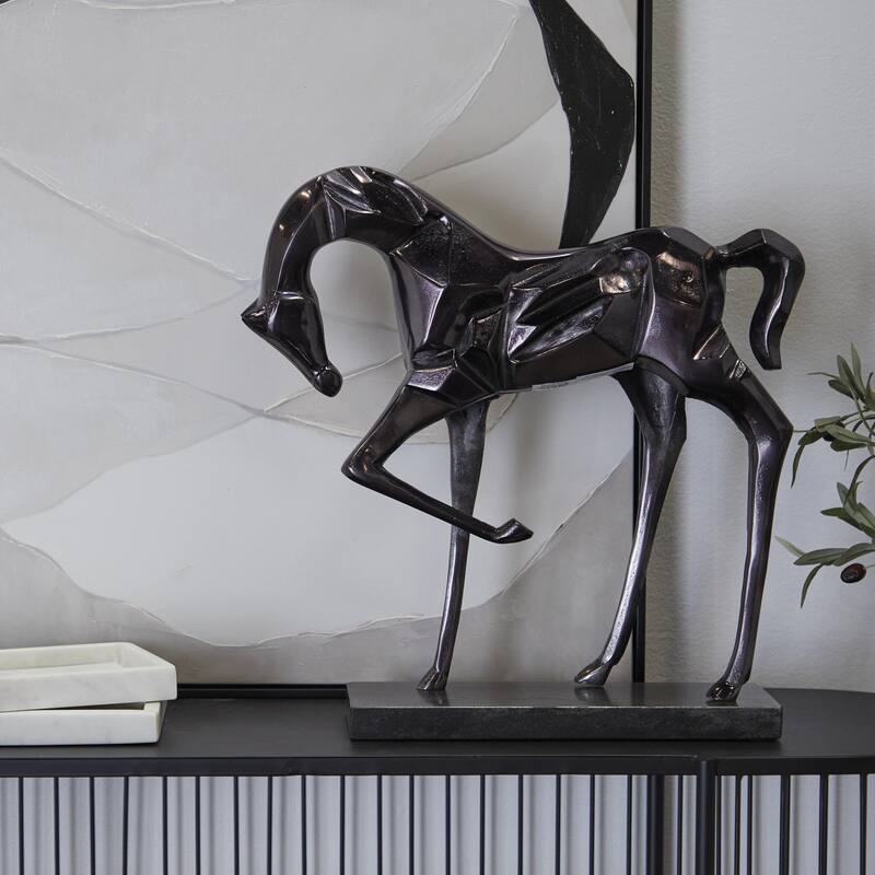 Aluminum Metal Horse Decorative Sculpture - Silver, Gold, Black - Roche River Decor