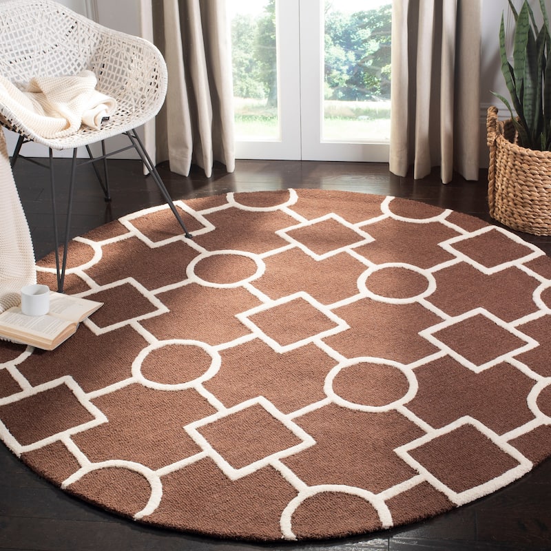 SAFAVIEH Handmade Cambridge Pietrix Modern Moroccan Wool Rug - 6' Round - Dark Brown/Ivory