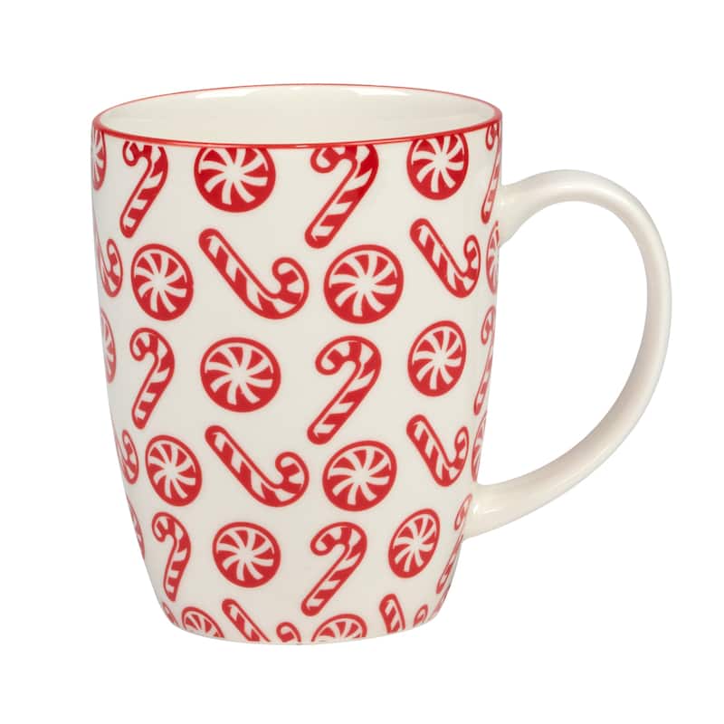 Certified International Peppermint Candy 14 oz. Mugs, Set of 6 Assorted Designs