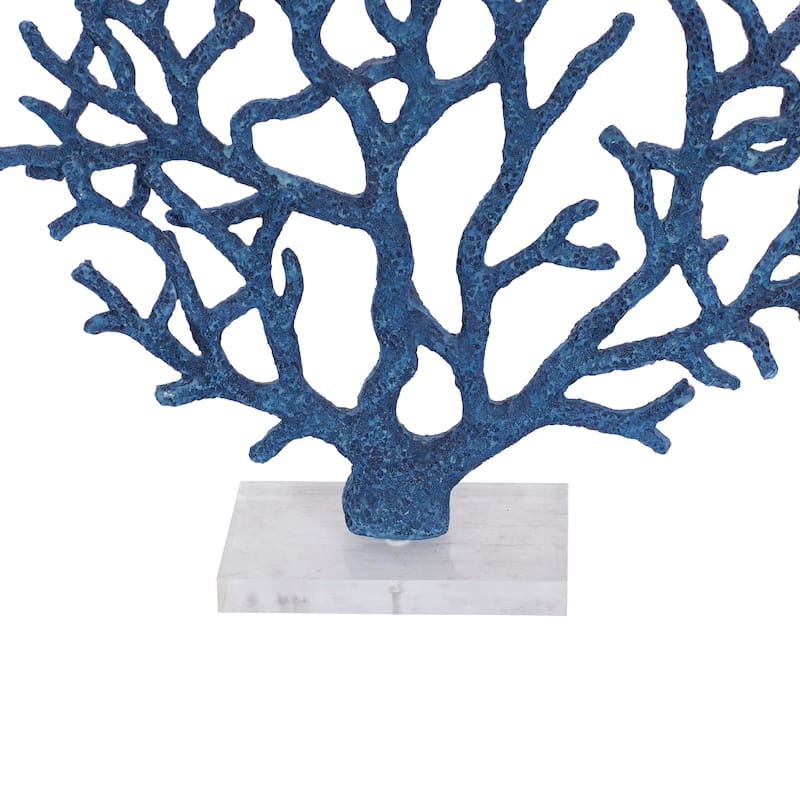 Polystone Coral Textured Porous Sculpture with Acrylic Base - Blue or White - Roche River Decor