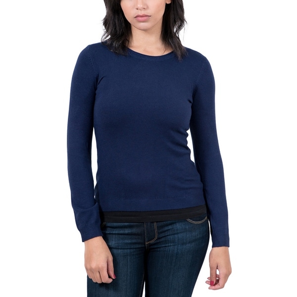 Real Cashmere Navy Blue Crewneck Womens Sweater
