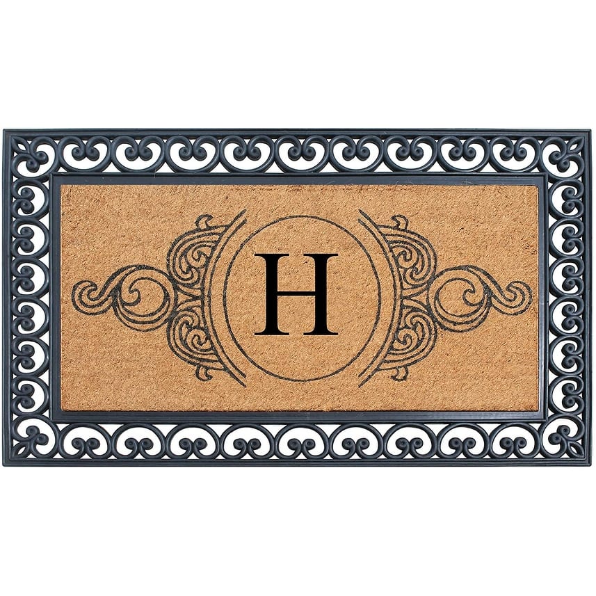A1HC 30" x 48" Heavy-Duty Rubber & Coir Outdoor Doormat with Copper/Black Border – Large, Non-Slip Backing