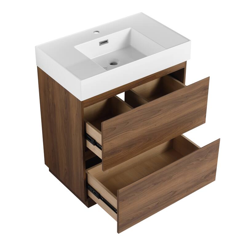 30" Bathroom Vanities with Single Sink Combo, Modern Undermount Bathroom Sink Cabinet with Double drawer