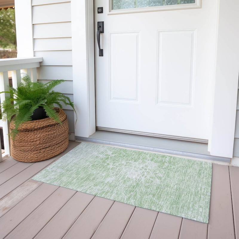 Machine Washable Indoor/ Outdoor Chantille Modern Vintage Floral Rug