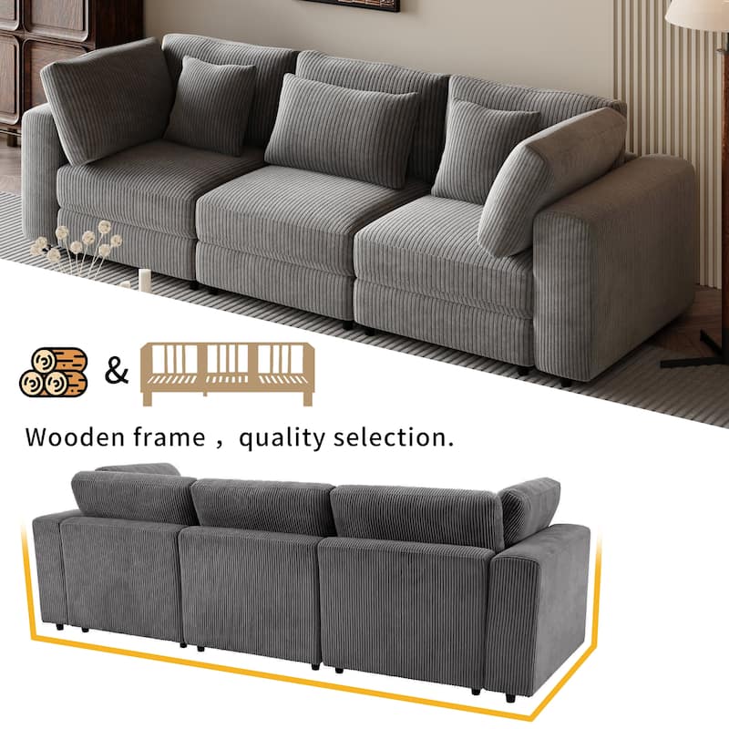 Sectional Sofa with Removable Back Cushions and 5 Pillows
