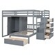 preview thumbnail 7 of 30, Contemporary Full Over Twin Bunk Bed with Wardrobe and Convenient Footboard Drawers, Versatile Sleeping Arrangements, Gray