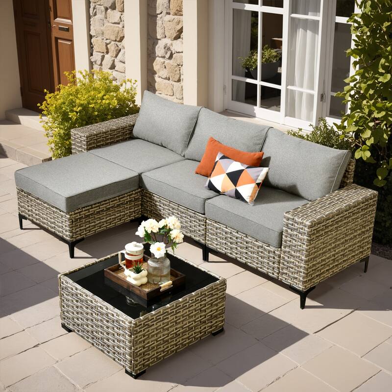 OVIOS 5-Piece Outdoor Chaise Lounge Sofa Set​ - DarkGrey