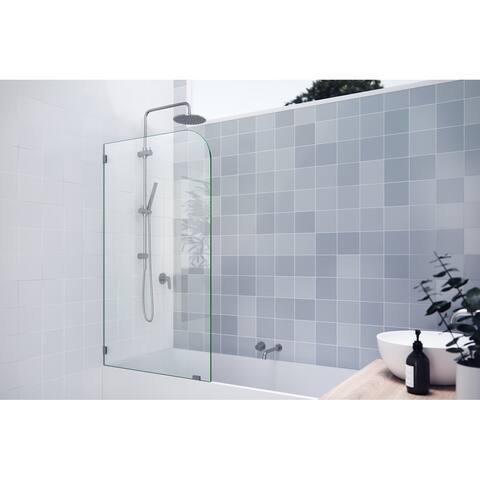 Solaris 30 in. x 58.25 in. Frameless Bathtub Shower Door - Single Fixed Panel Radius