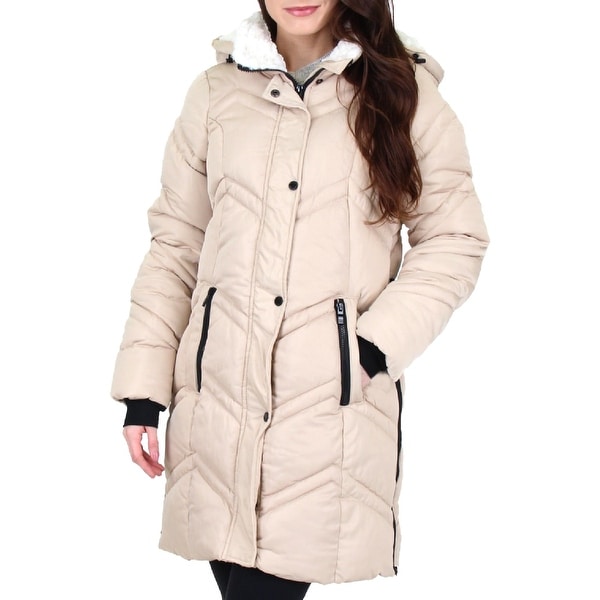 Steve Madden Women's Quilted Chevron Warm Winter Hooded Puffer Coat. Opens flyout.