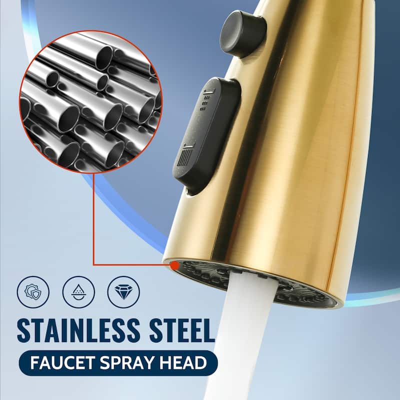 WOWOW Modern Kitchen Faucets Head with 3-Spray Modes and 9 Adapters