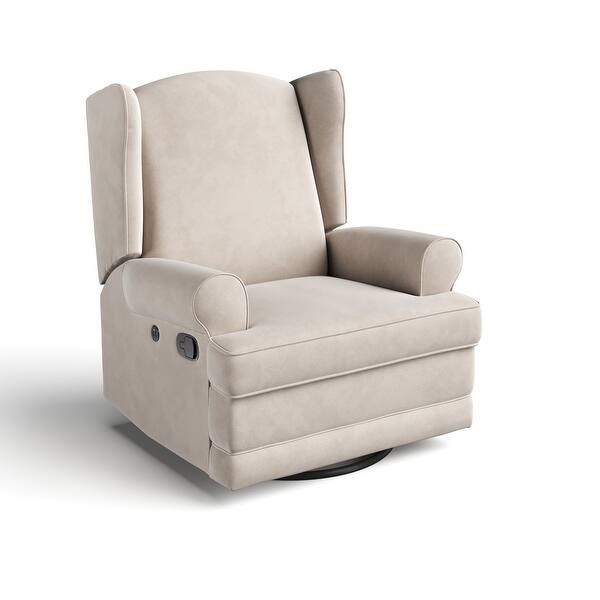 slide 2 of 38, Storkcraft Serenity Wingback Upholstered Recline Glider Ivory